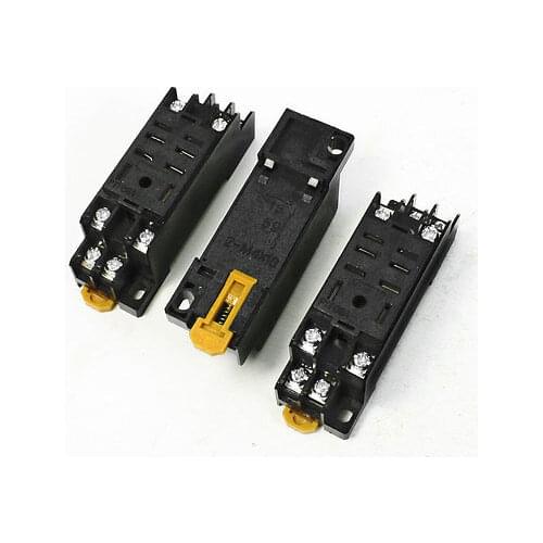 3 Pcs DIN Rail Mounting Plastic Relay Socket Base Holder for 8 Pin Relay