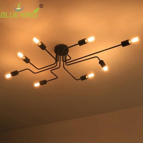 4/6/8 heads Multiple rod Wrought iron ceiling dome lamp creative personality retro nostalgia cafe bar industrial ceiling light