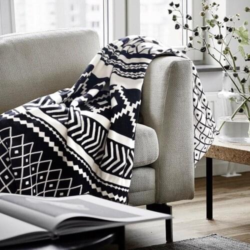 40 130X180 cm Knitted Thread Blanket Sofa Nap Blanket Black and White Shawl Sofa Leisure Blankets Home Textile Decoration