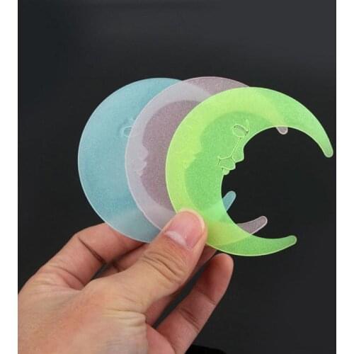 8cm Moon Energy Storage Fluorescent Glow In The Dark Luminous On Wall Stickers For Kids Room Living Room Decal Home Decoration