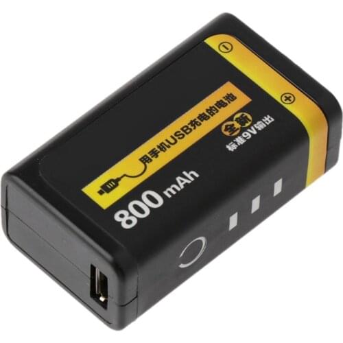 9V 800mAh Micro USB Rechargeable Lipo Battery for Multimeter Microphone Remote