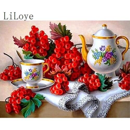 LI LOYE 5D DIY Diamond Painting Cross Stitch Diamond Embroidery Fruit teapot Square Full Kits Drill Mosaic Home Decoration FZ307