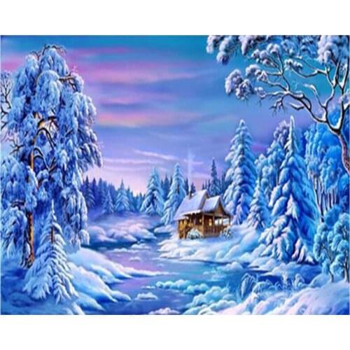 5d Diy Diamond Painting snow House Square Mosaic Picture Stitch Embroidery Rhinestone Pattern Handmade Children Gift