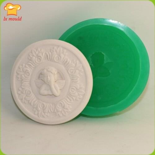 Angel Baby Silicone Molds Round Wreath Angel Mould Handmade Double Sugar Mold