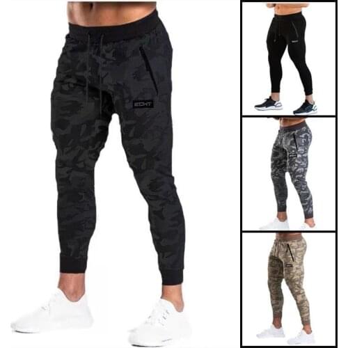 2021 new muscle fitness running training sports cotton trousers mens Camouflage Slim beam mouth casual health pants men