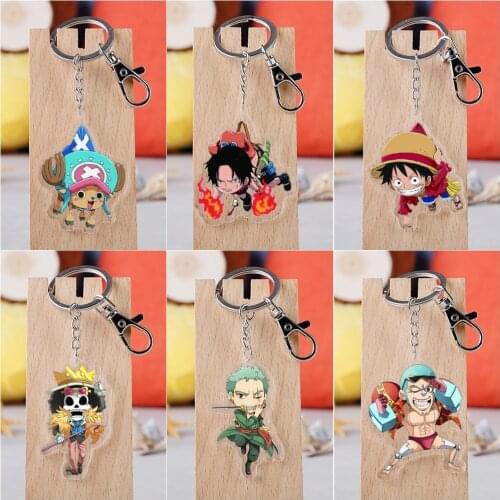 ONE PIECE Luffy Roronoa Zoro Nami Ace Sanji Chopper Nico Robin Franky Cosplay Acrylic Key Chain Pendant Keyring Prop