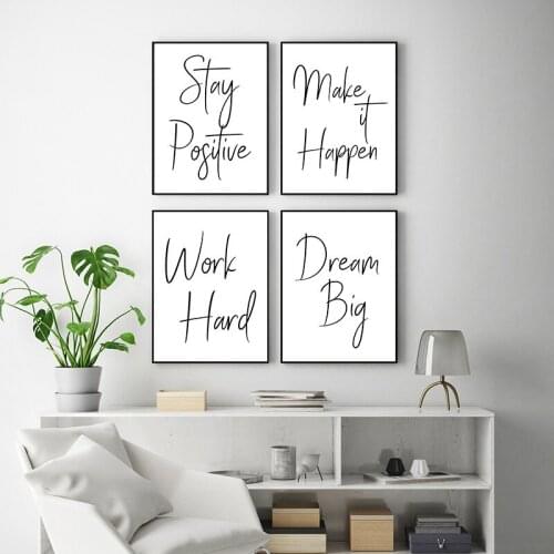 Black White Wall Art Canvas Painting Inspirational Quote Nordic Posters And Prints Wall Pictures For Study Room Decor
