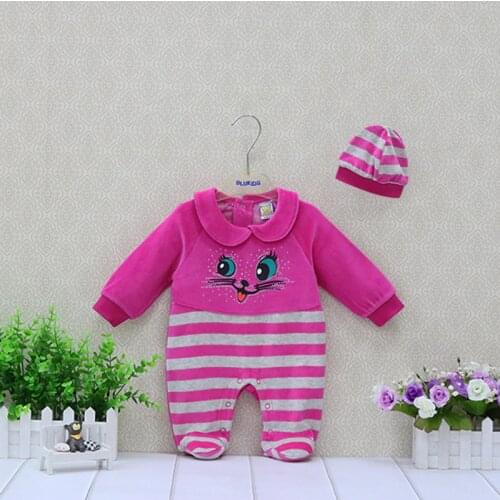 Baby Rompers+Hat 2 Pieces/set Girls Clothing Newborn Clothes Long Sleeve Cute Kids Sleepwear