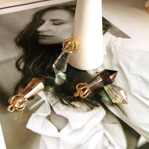 European and American imitation diamond crown glass earrings accessories jewelry handmade DIY material