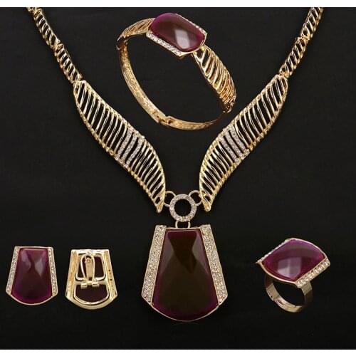 Fani Dubai gold bridal jewelry set fashion African Beads jewelry set Wholesale Nigerian wedding woman accessories necklace set