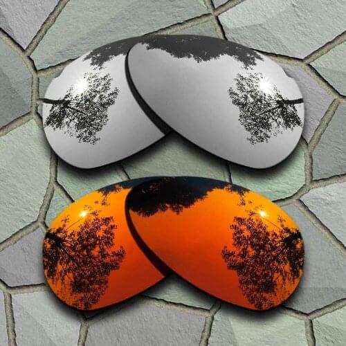 Chrome Titanium&Red Orange Sunglasses Polarized Replacement Lenses for Oakley Crosshair S
