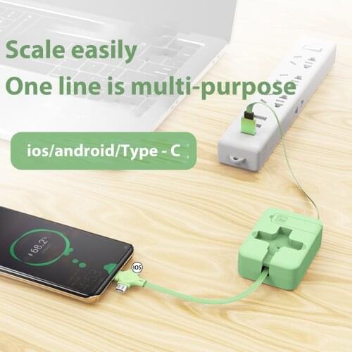 JTKE 3 In 1 Retractable Fast Charging Cable Type C Quick Charger Cable Micro Usb for Iphone Android
