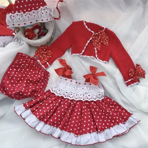 2020Autumn New Kids Clothes Dress+panty+hat+coat 4pcs Set Girls Christmas Red Dress Children Wedding Festivals Party Clothes