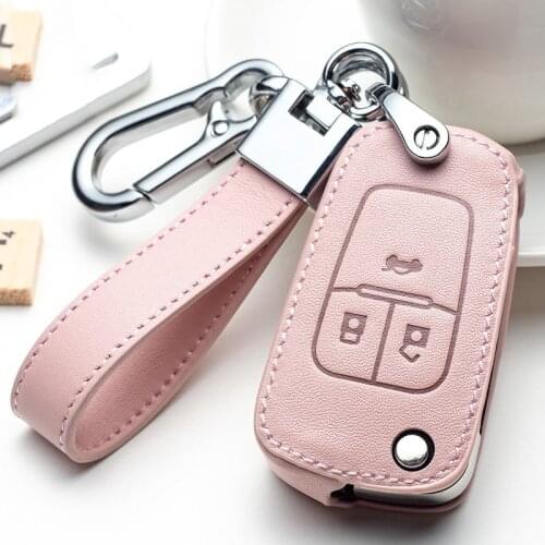 Leather Pink Car Key Case Cover For Buick Chevrolet Cruze Aveo Trax Opel Vauxhall Mokka Encore Astra Corsa Meriva Zafira Fob