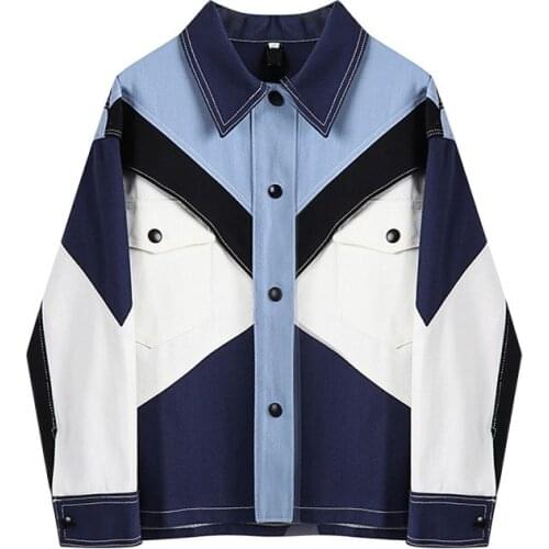 Autumn Womens Denim Cropped Jacket Female Pockets Patchwork Short Jean Jackets Ladies 2021 New Fashion Button Casual Coats Top