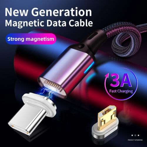 Magnetic Fast 3A Charging Cable Micro USB Charging Phone Android Data Cable Wire Magnet Charger For Samsung Xiaomi Huawei Mobil