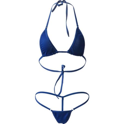 Micro bikini mayo Sexy Solid color Hanging neck tiny girl Beach Sun bath swimwear women swimsuit women biquini mini bikinis