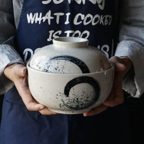 Instant Noodle Bowl with Lid Japanese Ramen Bowl Restaurant Tableware Soup Bowl Household Instant Noodle Bowl Big Bowl