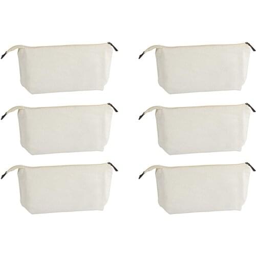 DIY Bag Double Layer Canvas Multi Purpose Cosmetic Bag With Leather Zipper Head Make-Up Wash Case