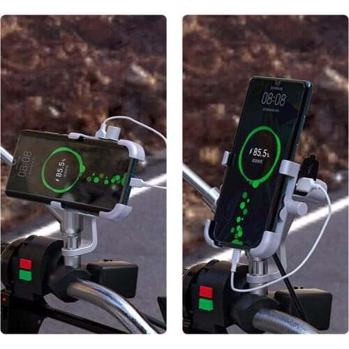 Motorcycle mobile phone holder aluminum alloy waterproof QC3.0 fast charging multifunctional car mobile phone holder