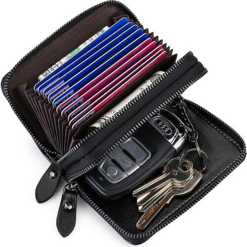 2021 New Fashion Cowhide key case High quality Cow leather key pouch Multifunction Coin wallet women Double Zipper Card wallet