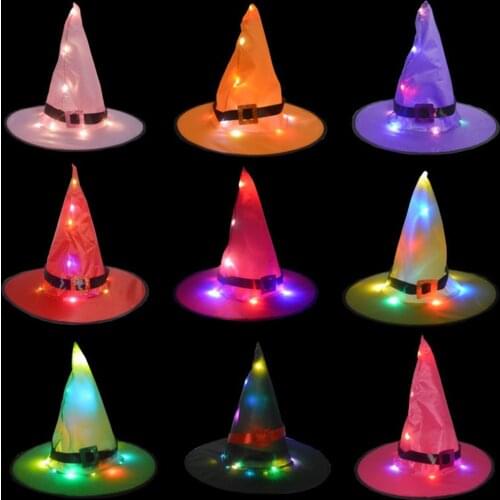 New Halloween Decoration Glowing Hat Increase Atmosphere Witch Hat Luminous Halloween Hats Halloween Essentials
