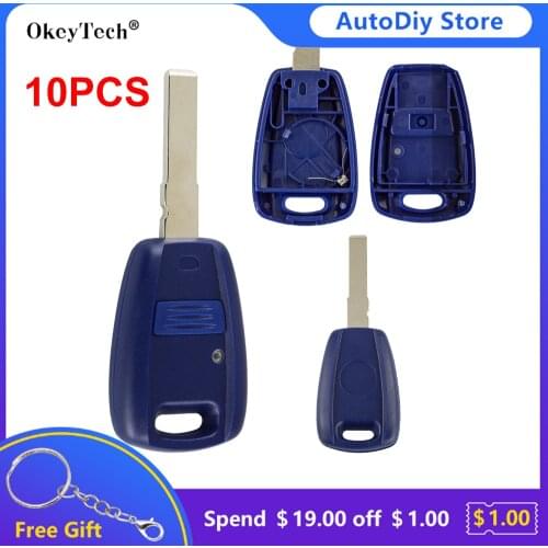 Okeytech 1 Button Car Remote Key Fob Shell For Fiat Punto Doblo Bravo Replacement Key Cover Uncut SIP22 Blade With Battery Hold