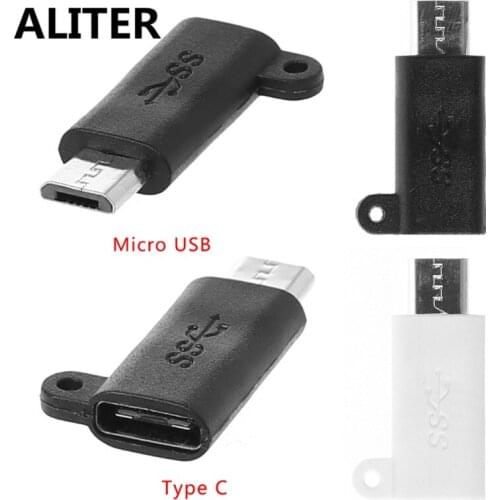 ALITER Portable Micro USB 2.0 To USB 3.1 Type C Data Charge Converter Adapter White Black