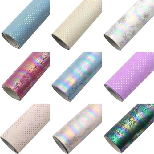 Iridescent Solid Color Faux Leather Sheets Dot Leopard Printed Synthetic Leather Fabric 20x33cm for DIY Hair Bows Earrings