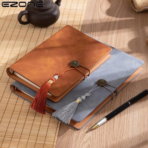 EZONE A5/B5 Retro Notebook Journal Student Diary Notepad Stationery for School 2021 Thickened and Detachable Imitation Leather