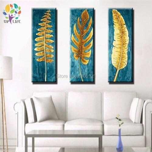 Hand made Clover leaf picture Quality Oil Painting Dried leaf specimens 3 panals Wall Art Modern Abstract Oil Painting On Canvas