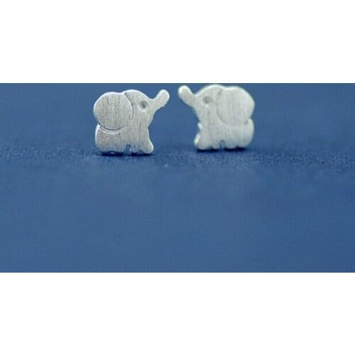 Authentic Silver Color Elephant Earring Wholesale Plain Stud Earring Animal 2020 New Wedding Jewelry Distribution