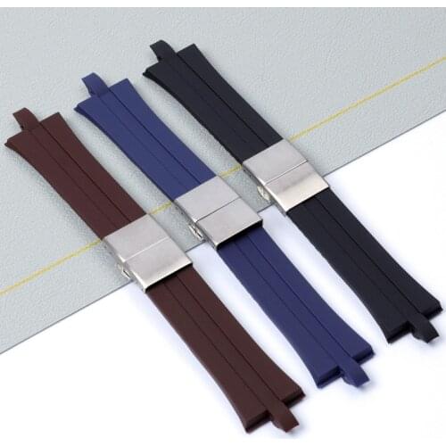 27mm*22mm Blue Brown Black Silicone Rubber Watchband Fit For Porsche Design P6360 Watch Accessories Strap Belt bracelet