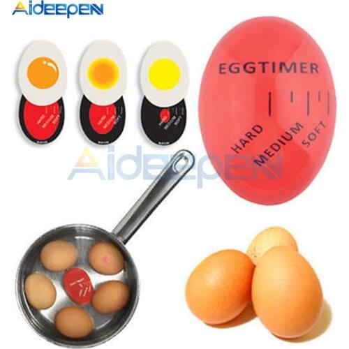 1pcs Egg Perfect Color Changing Timer Yummy Soft Hard Boiled Eggs Cooking Kitchen Eco-Friendly Resin Egg Timer Red Timer Tools