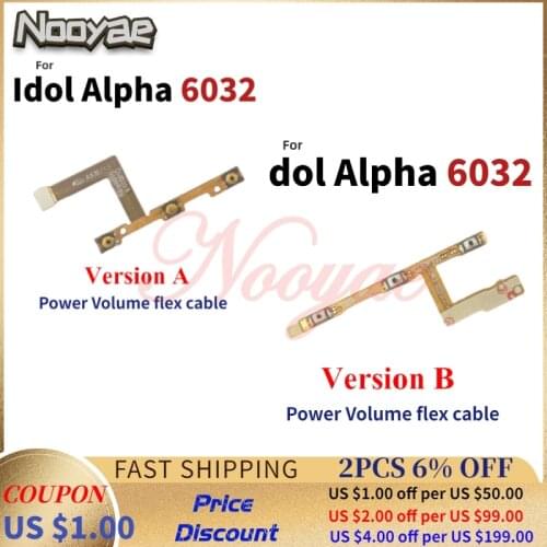 6032 Power on off Volume Up Down Switch Key Button Flex Cable For Alcatel OneTouch Idol Alpha Replacement + Tracking