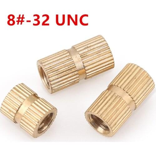 High-quality 8#-32UNC Female Thread Brass Knurled Threaded Insert Embedment Nuts (Outside Diameter 8mm)