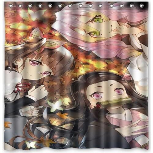 High Quality Custom Waterproof Bathroom Curtains Demon Slayer Polyester Fabric Shower Curtain 180*180cm