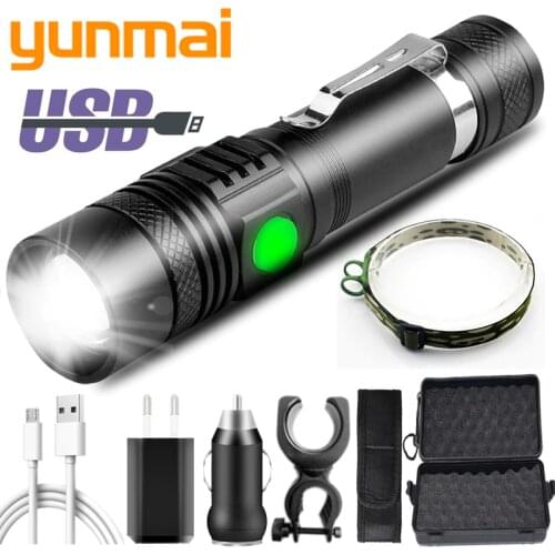 XP-L V6 XM-L2 U3 T6 USB Rechargeable Led Flashlight Aluminum Zoom Waterproof Torch 18650 Battery Bicycle Lantern Bike Light 10W