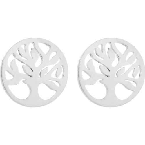Stainless Steel Tree Of Life Stud Earrings For Women Girl Tiny Smal Bird Life Tree Earings Korean Amulet Jewelry Birthday Gift