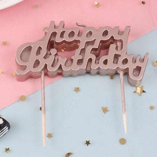 1pcs Happy Birthday Cake Topper Plastic Letter Candle Cupcake Top Girls Birthday Party Dessert Table Decoration Supplies