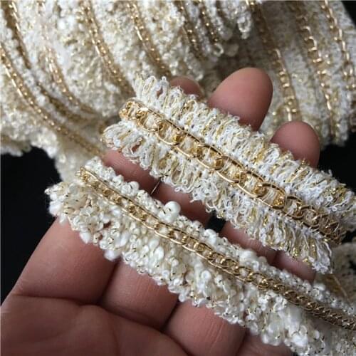 2M/lot 1.5cm/2cm wide High Quality Gold Chain Decorative Tassel Lace Clothing Belt Hat Lace Accessories X534