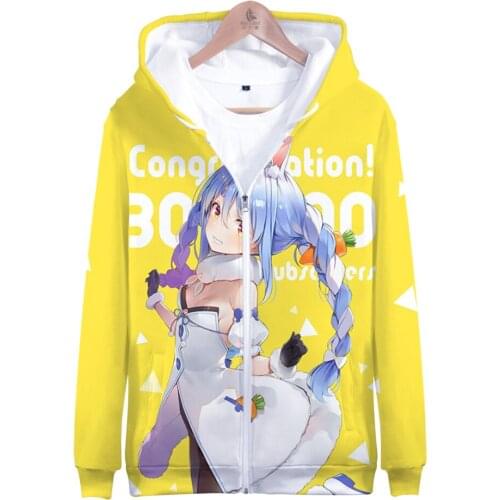 2021 Cute usada pekora Manga Girl 3D Zip-up High Street Casual Cute Rabbit Fashion Zipper Hooded Sweatshirt Popular Casual