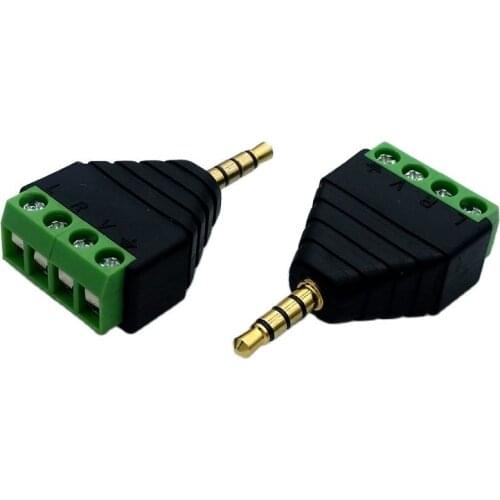 10pcs 3.5mm 4Pin AUX Audio Male Stereo Sound Track plug Solderless Connector DIY Screw Lock Cable Adapter for audio or video