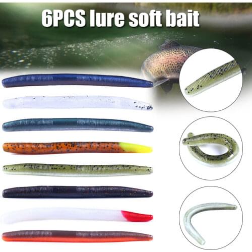 6pcs 11.5cm Soft Fishing Earthworm Lure Dual-color Earthworm Soft Bait Grub Worm Lures Tackle