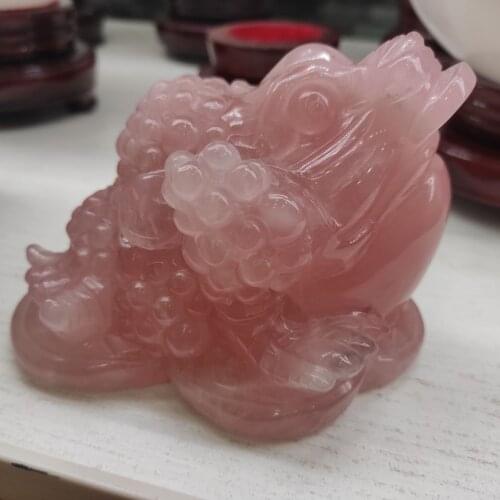 900-1000g pink crystal Feng Shui Toad LUCKY Fortune Wealth Toad Home Office Decoration Tabletop Ornaments Lucky Gifts