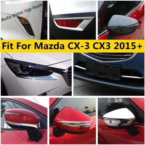 Rear Fog Light Lamp / Rearview Mirror Strip Cover Trim Carbon Fiber Look / ABS Chrome Accessories For Mazda CX-3 CX3 2015 - 2020