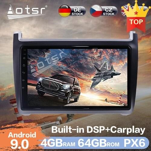 Aotsr Android 9.0 4+64G Car Radio Player For Volkswagen polo 2008 - 2015 GPS Navigation DSP Car Auto Stereo Video HD Multimedia