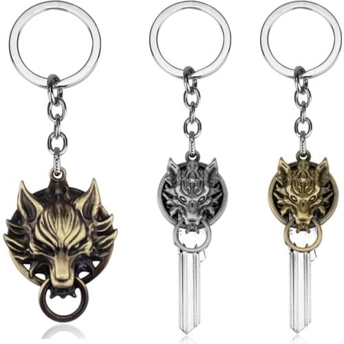 Game Final Fantasy Keyring Keychain Vintage Gothic Wolf Head Key Chain Key Holder Animal Wolf Key Pendant Key Ring Jewelry
