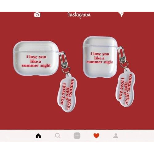 INS letter Pendant Transparent Airpods Case Wireless Earphone Cover Headset Protective Wireless for AirPods PRO 2 3 cover case