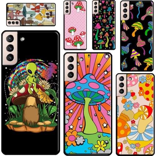 Magic Mushroom Alien Trippy Shrooms Phone Case For Samsung Galaxy S20 FE S21 Ultra Note 20 Note 9 10 S8 S9 S10 Plus Back Cover
